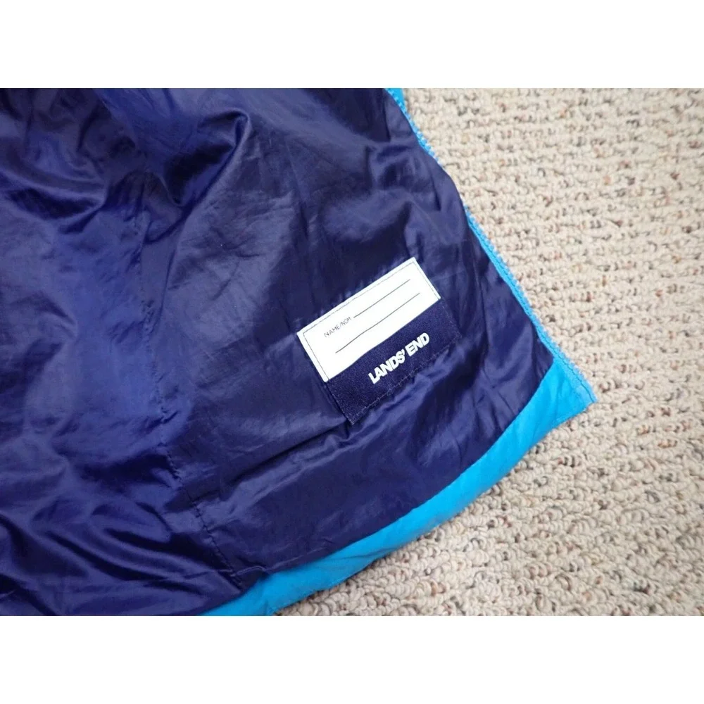 Lands End Puffer Jacket Girls XL 18-20 Blue Excellent Primaloft Hooded Outerwear